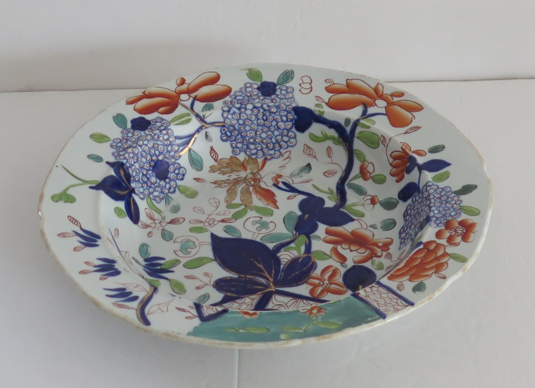 Georgian Mason's Ironstone Soup Bowl or Plate Hand painted rare Ptn, Circa 1818 In Good Condition In Lincoln, Lincolnshire