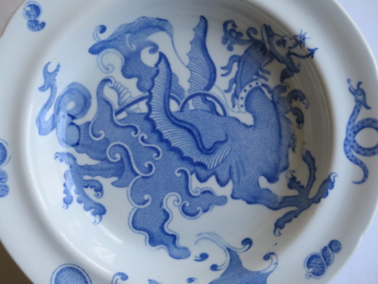 Chinoiserie Georgian Mason's Ironstone Soup Bowl or Plate in Chinese Dragon Ptn, circa 1818 For Sale