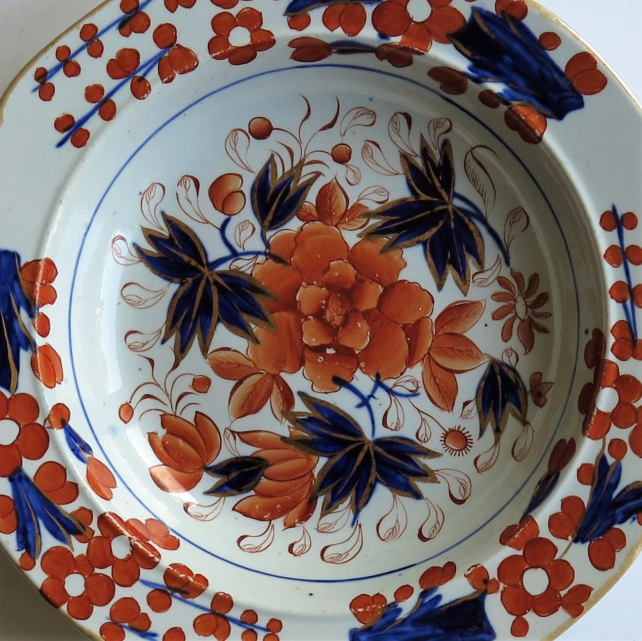 Georgian Mason's Ironstone Soup Bowl or Plate in Rare Rose Japan Ptn, circa 1815 3