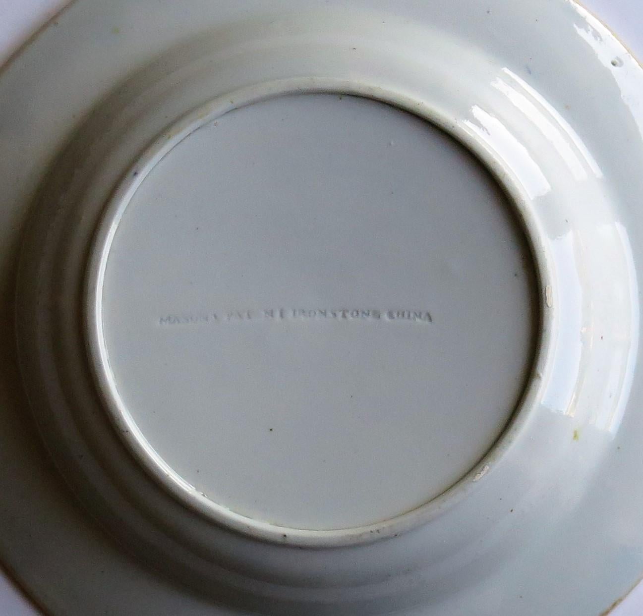 Georgian Mason's Ironstone Soup Bowl or Plate in Rare Rose Japan Ptn, circa 1815 8