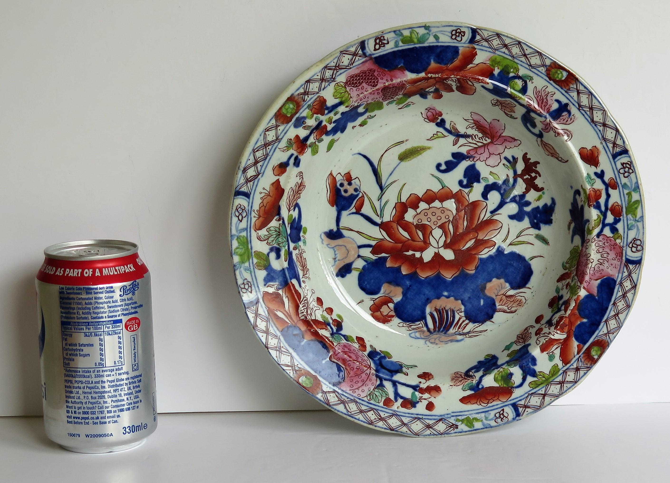 Georgian Mason's Ironstone Soup Bowl or Plate in Water Lily Pattern, circa 1815 9