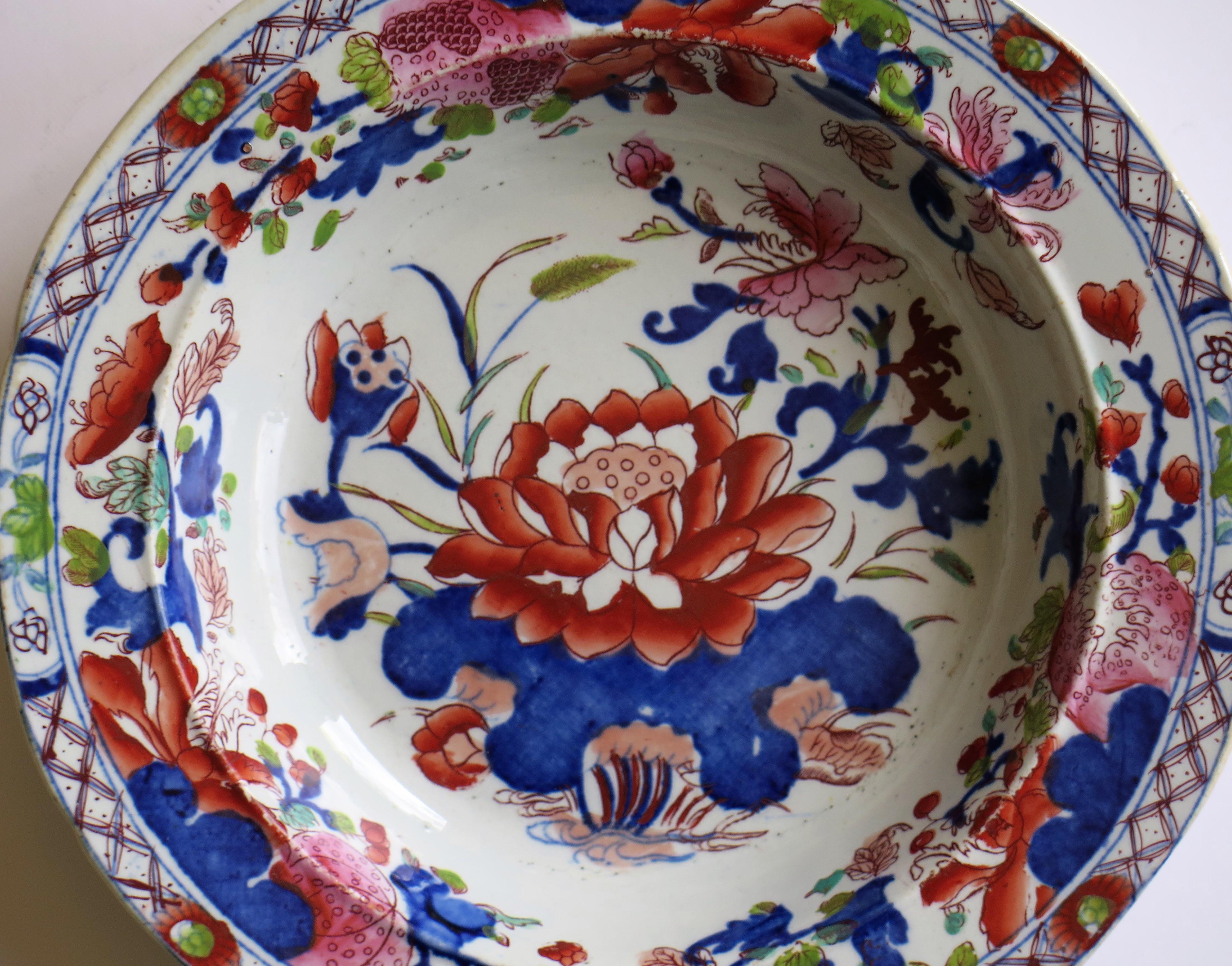 Georgian Mason's Ironstone Soup Bowl or Plate in Water Lily Pattern, circa 1815 2