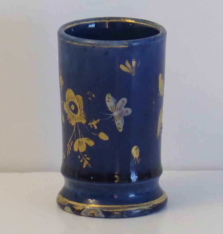 English Georgian Mason's Ironstone Spill Vase in Mazarine Butterflies Ptn, Ca 1818 For Sale