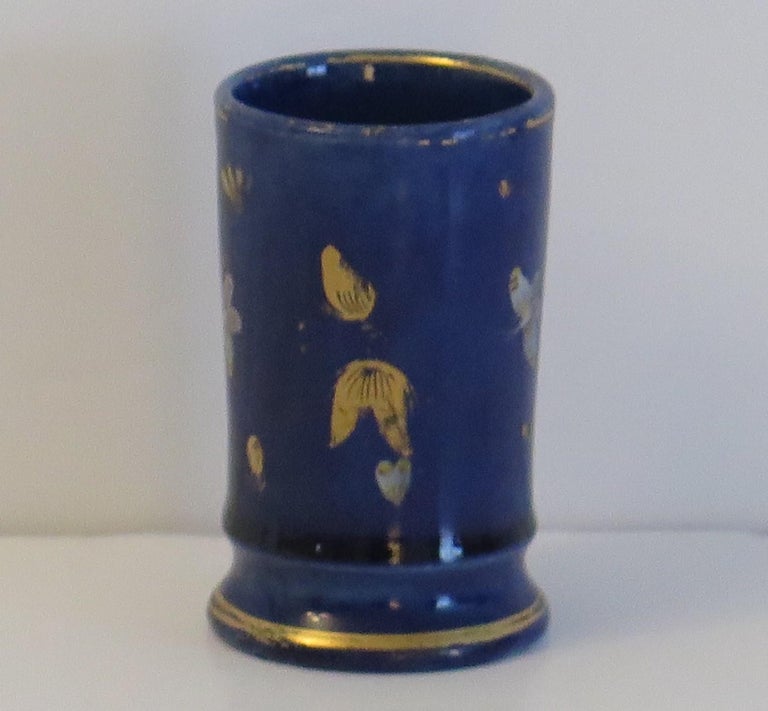 Hand-Painted Georgian Mason's Ironstone Spill Vase in Mazarine Butterflies Ptn, Ca 1818 For Sale