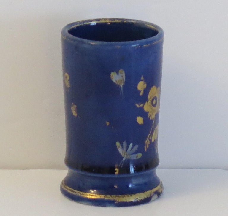 19th Century Georgian Mason's Ironstone Spill Vase in Mazarine Butterflies Ptn, Ca 1818 For Sale