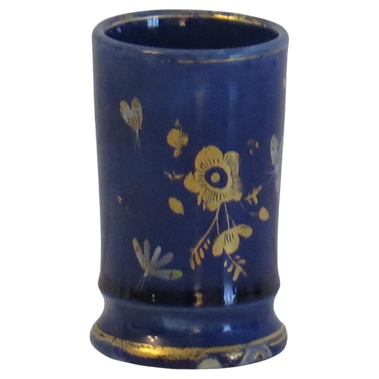 Georgian Mason's Ironstone Spill Vase in Mazarine Butterflies Ptn, Ca 1818 For Sale