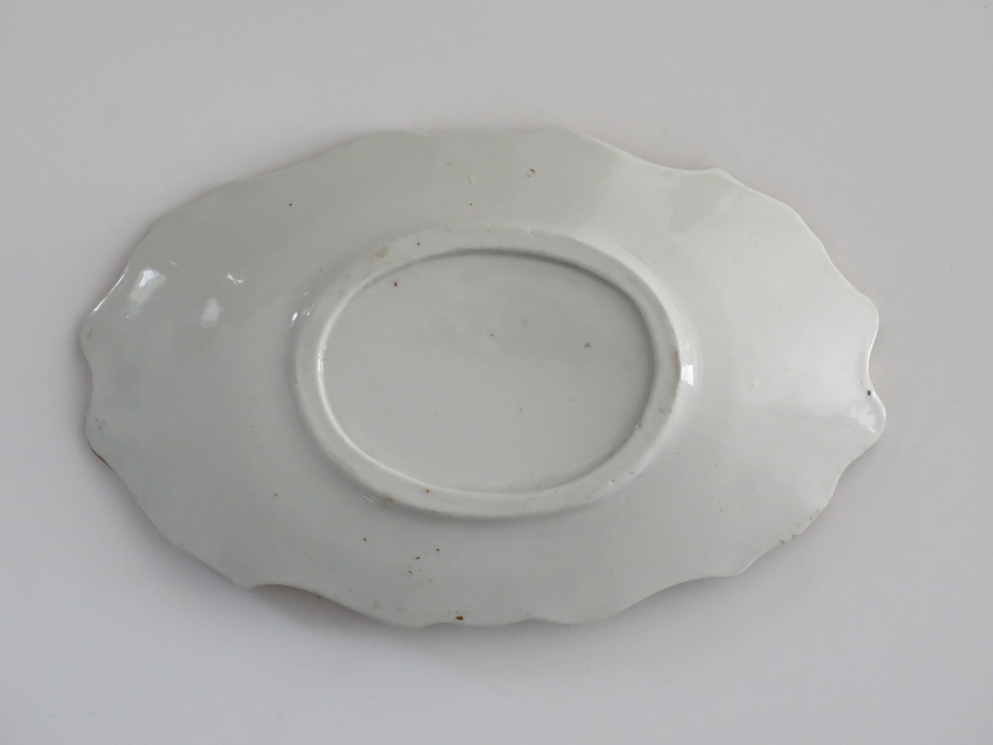 Georgian Mason's Ironstone Spoon Dish Large Spay Cabbage Leaf Ptn, Ca 1818 For Sale 4