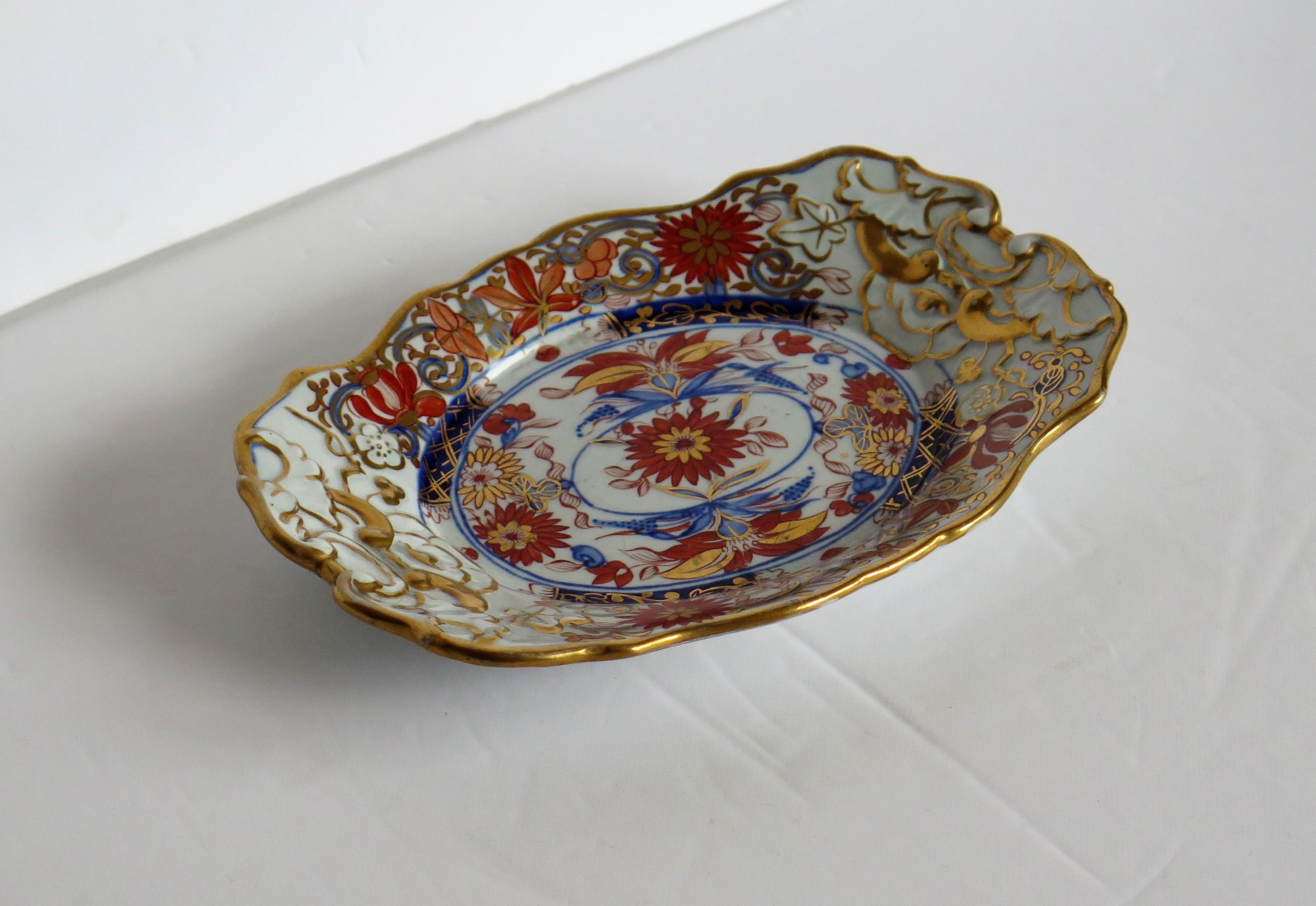 This is a finely hand painted Mason's ironstone sweetmeat or desert dish in the rare pattern called 