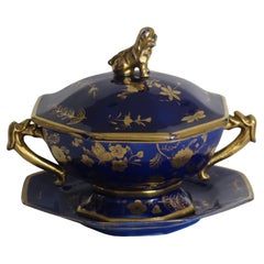 Antique Georgian Mason's Ironstone Tureen & Lid & Stand in Gold Posies Pattern, Ca 1820