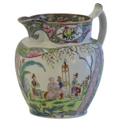 Rare cruche ou pichet en pierre de fer de Mason's Ironstone de l'époque géorgienne avec décor de rouleaux chinois, vers 1818