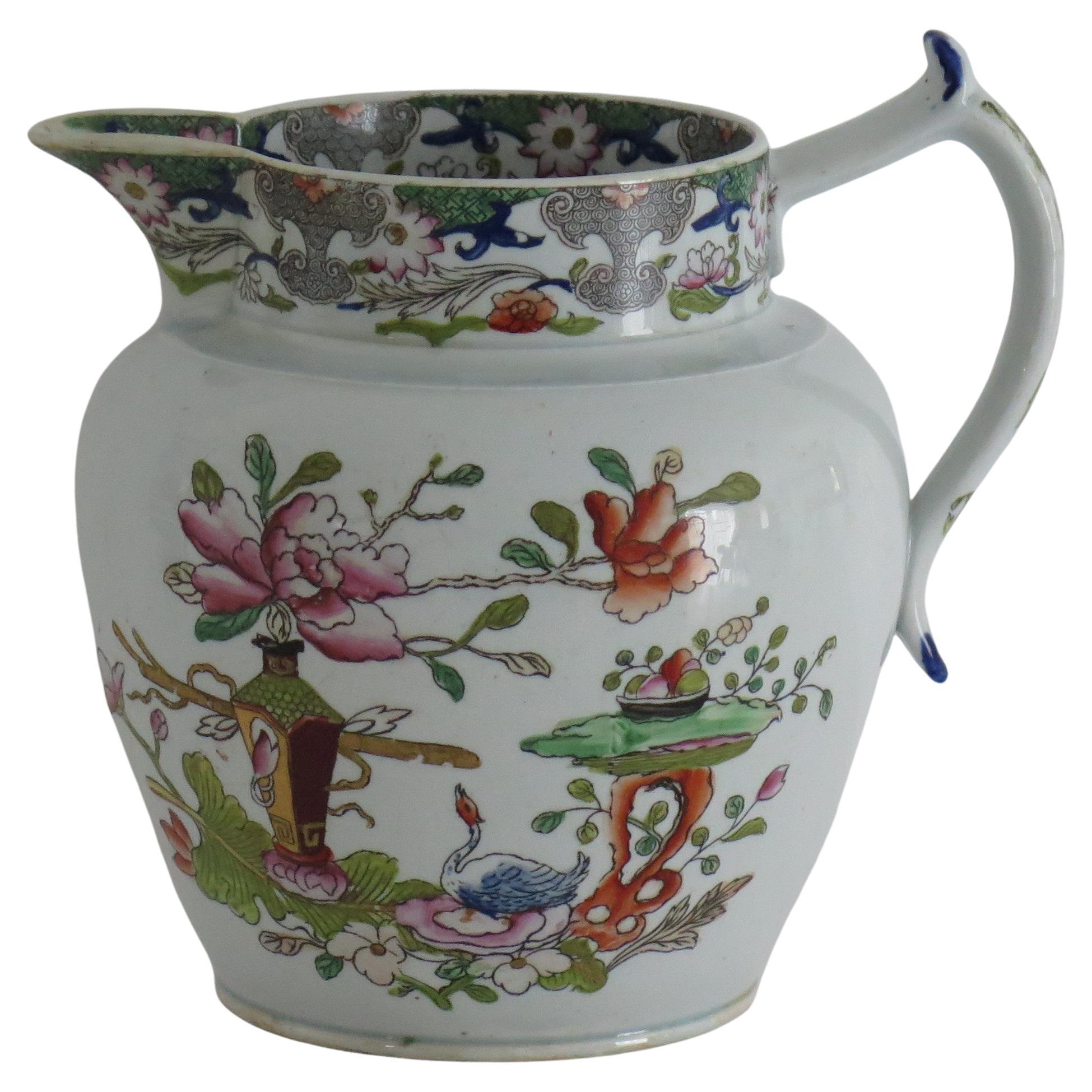 Jarro o Jarra de Ironstone de los Albañiles Georgianos en Mesa y Florero Ptn, Ca 1818