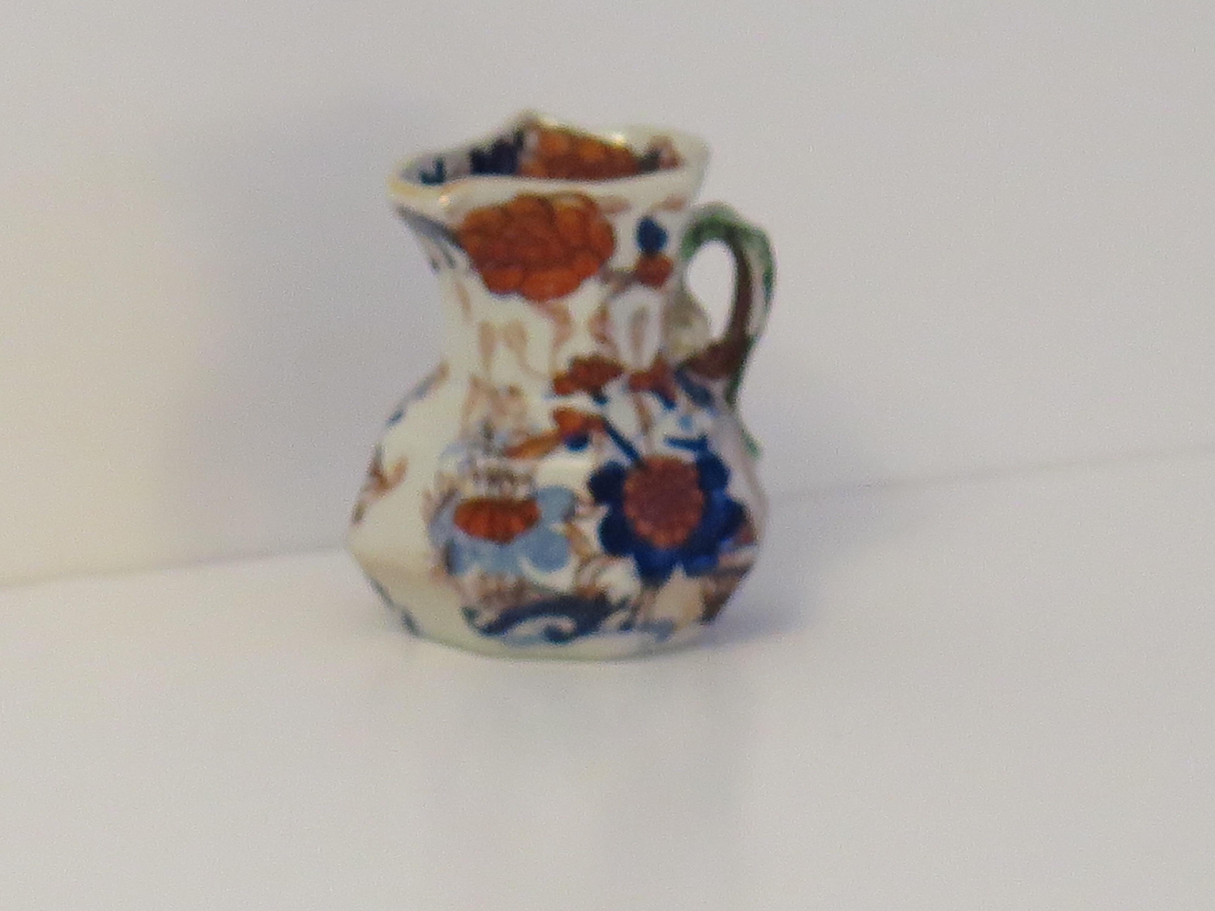 English Georgian Mason's Very Small Ironstone Jug or Pitcher Basket Japan Ptn, Ca 1820 For Sale