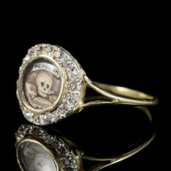 Georgian Memento Mori Diamond Skull Ring 18ct Gold Dated 1813 Boxed