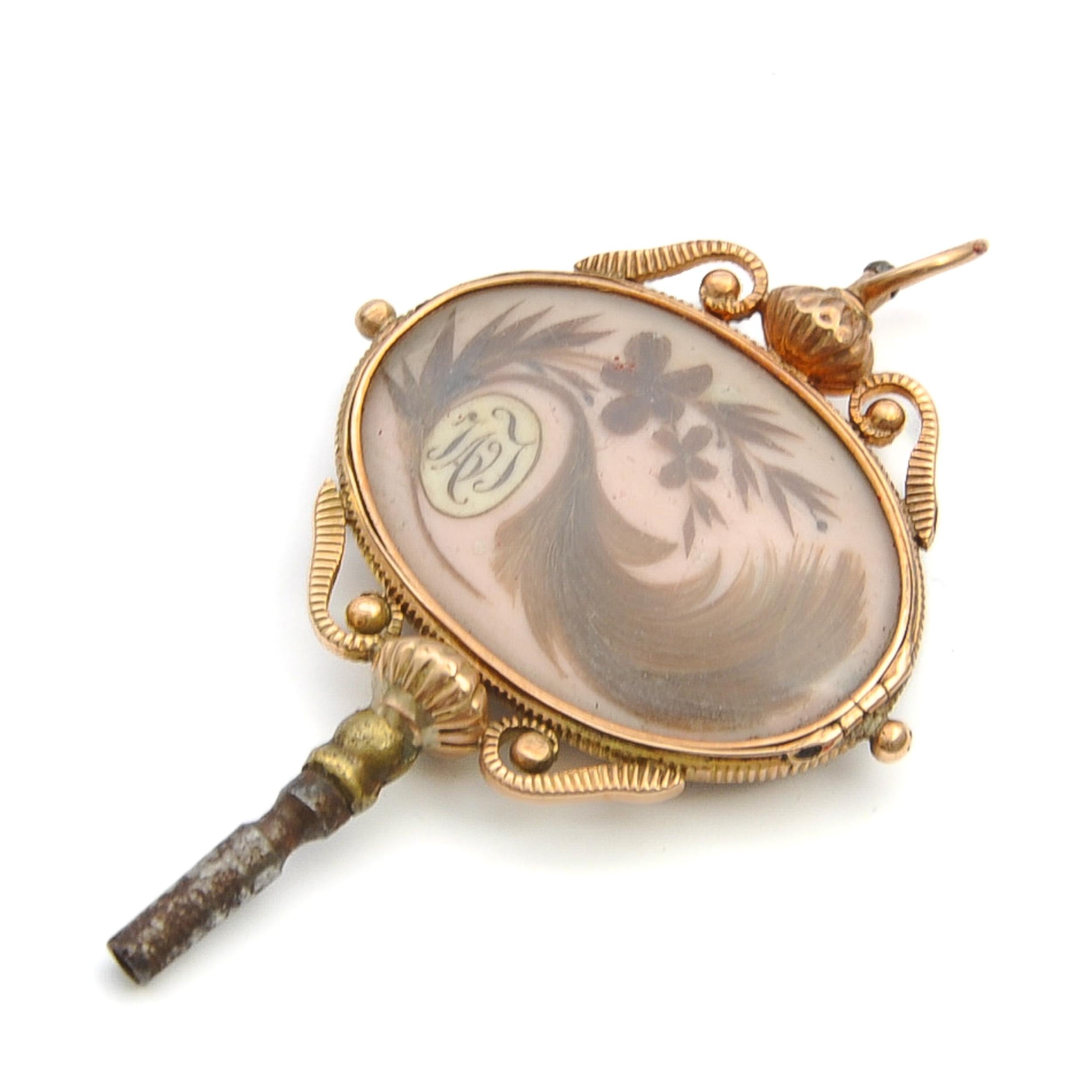 Women's or Men's Antique Georgian Memento Mori Pocket Watch Key, Ca. 1800 For Sale