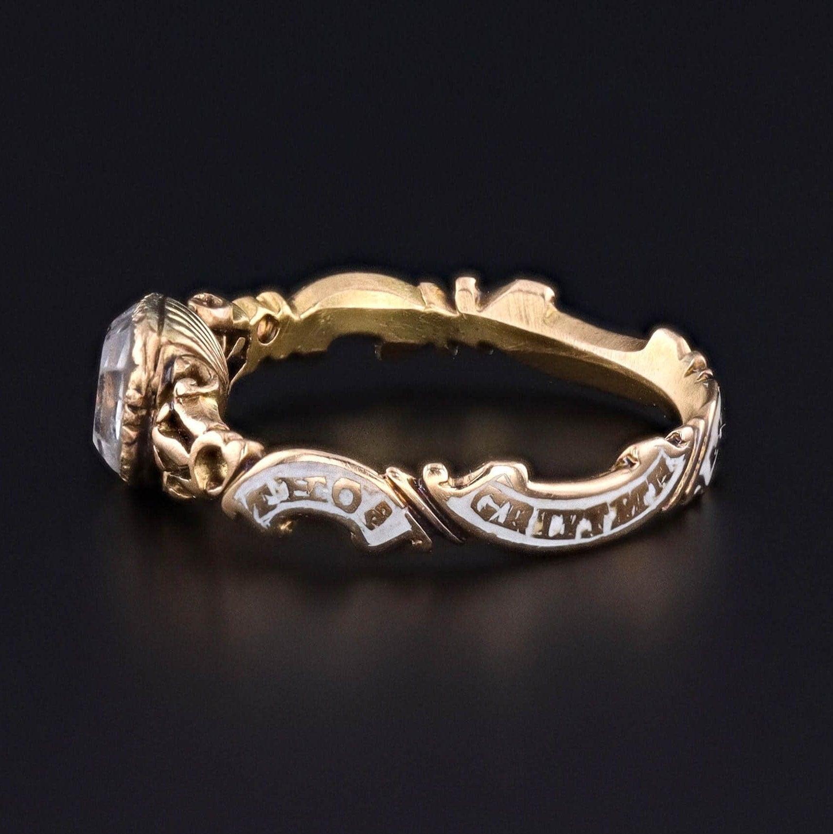 Emerald Cut Georgian Memento Mori Ring of 18k Gold For Sale