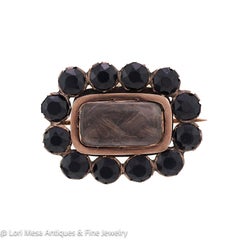 Georgian Memorial Onyx Hair Brooch