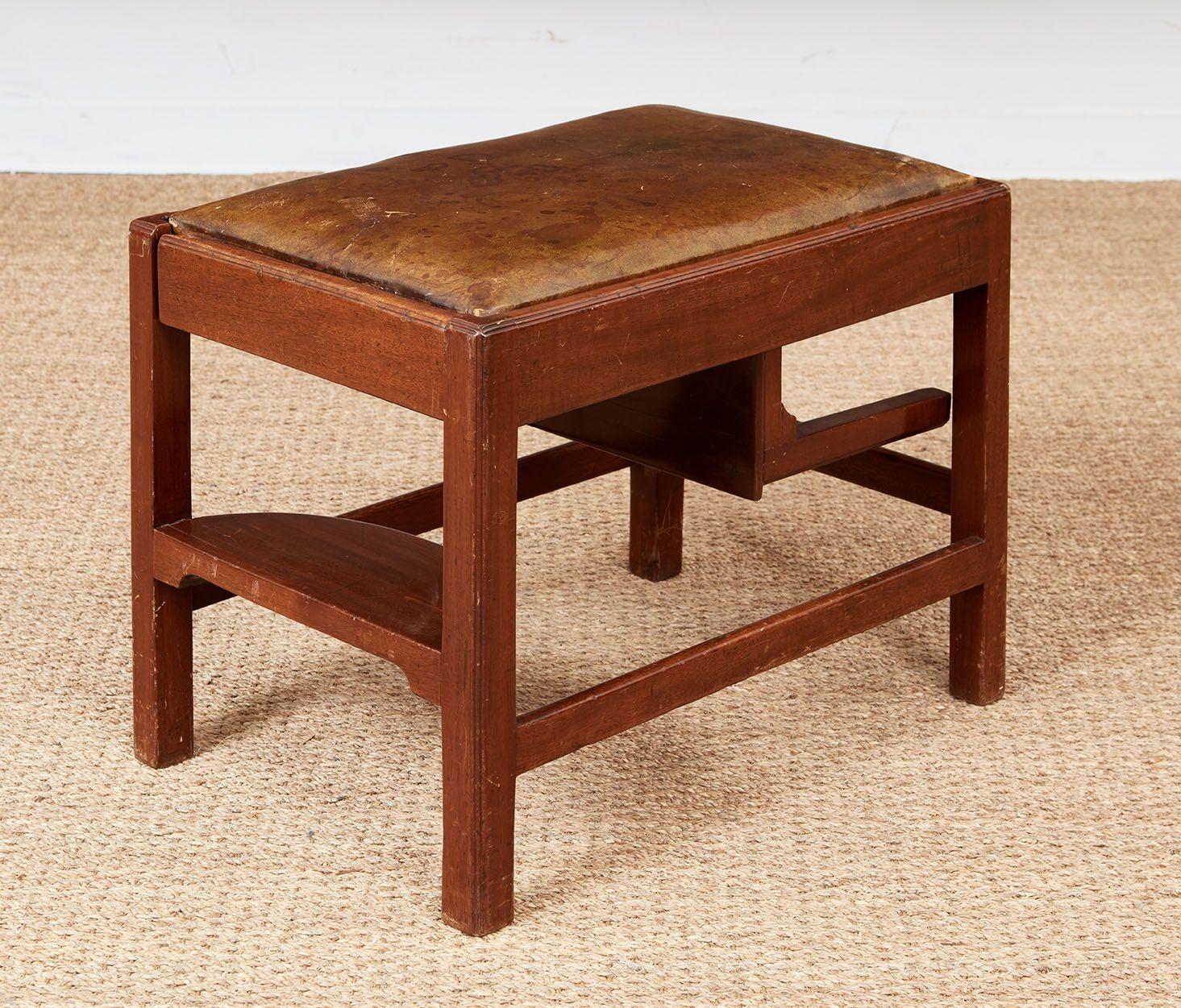 Leather Georgian Metamorphic Library Steps/Stool For Sale