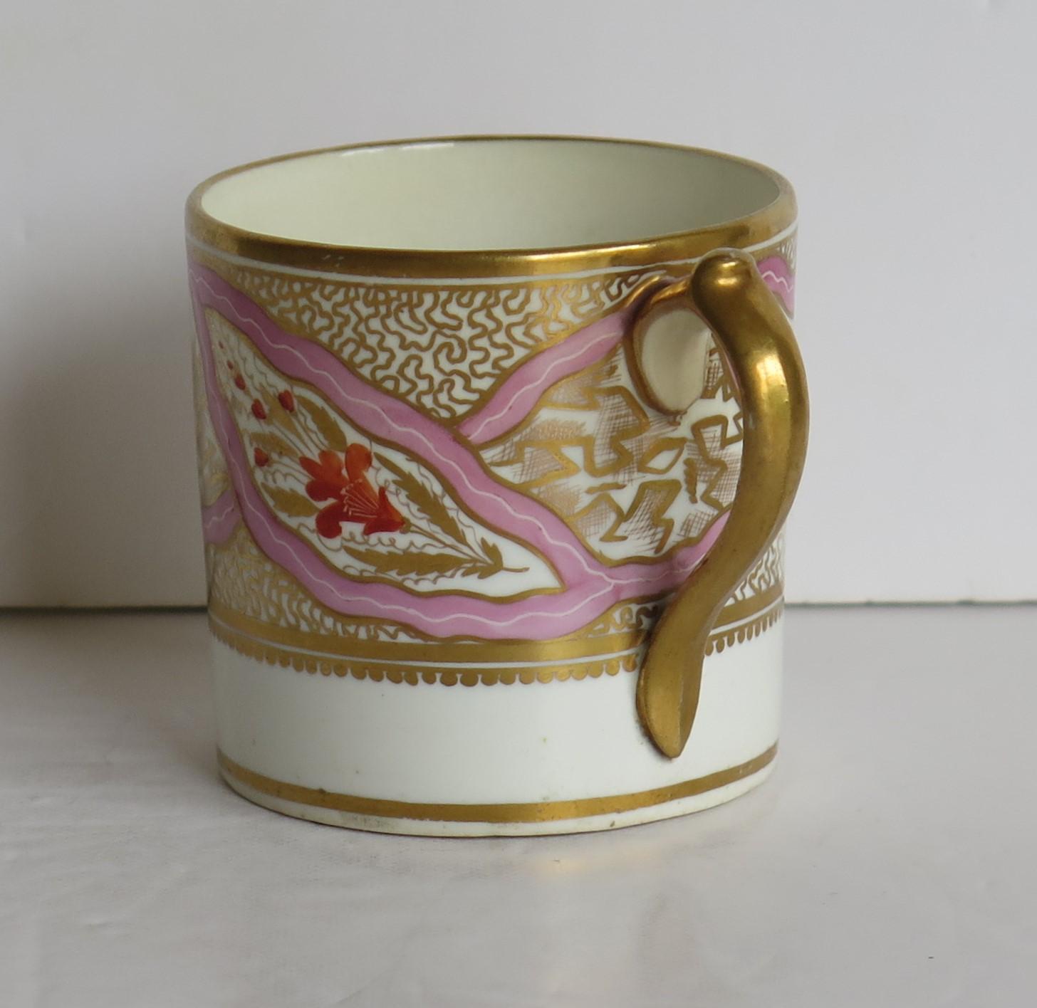 British Georgian Miles Mason Coffee Can Porcelain Hand Painted Ptn 483, circa 1805