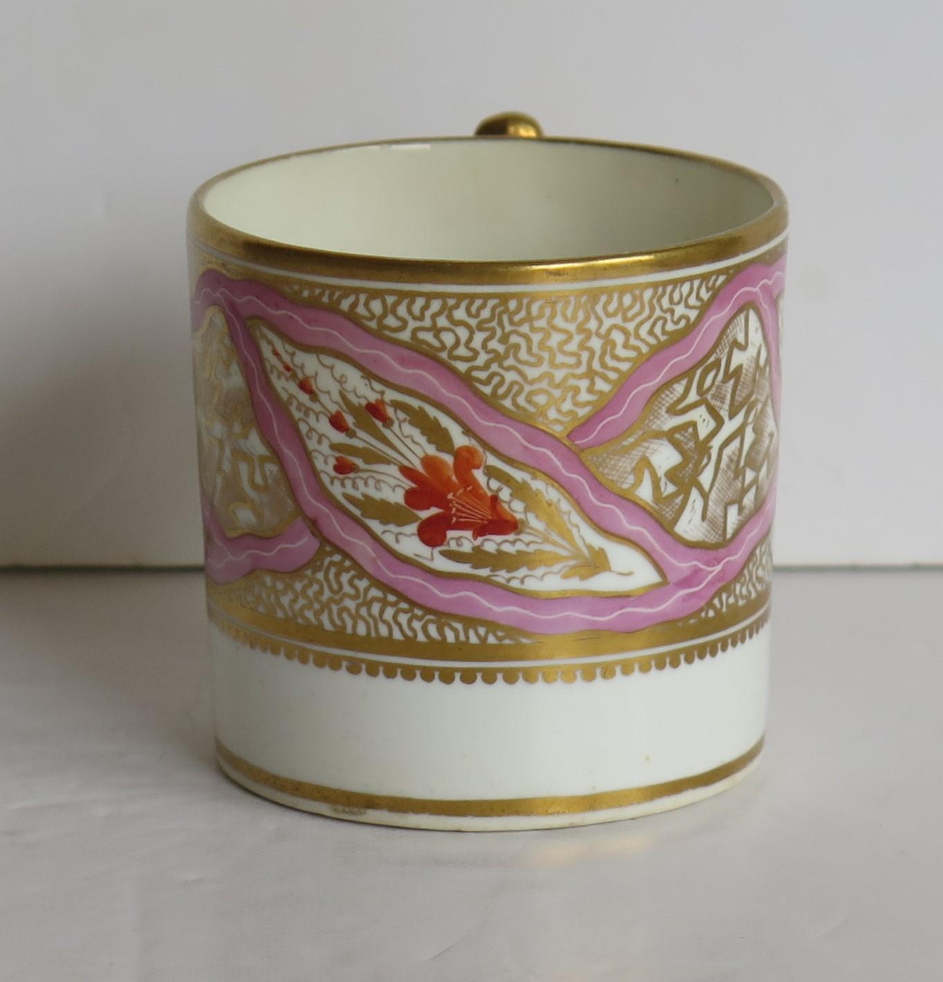 Glazed Georgian Miles Mason Coffee Can Porcelain Hand Painted Ptn 483, circa 1805