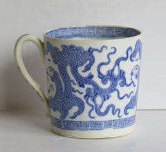 Georgian Miles Mason Coffee Can Porcelain in Blue Chinese Dragon Ptn, circa 1810