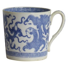 Antique Georgian Miles Mason Coffee Can Porcelain in Blue Chinese Dragon Ptn, circa 1810