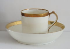 Georgian Miles Mason Coffee Can & Saucer Porcelain Hand Gilded Ptn C13, ca 1805
