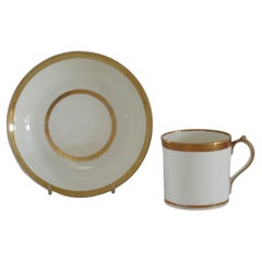 Georgian Miles Mason Coffee Can & Saucer Porcelain Hand Gilded Ptn C13, ca 1805