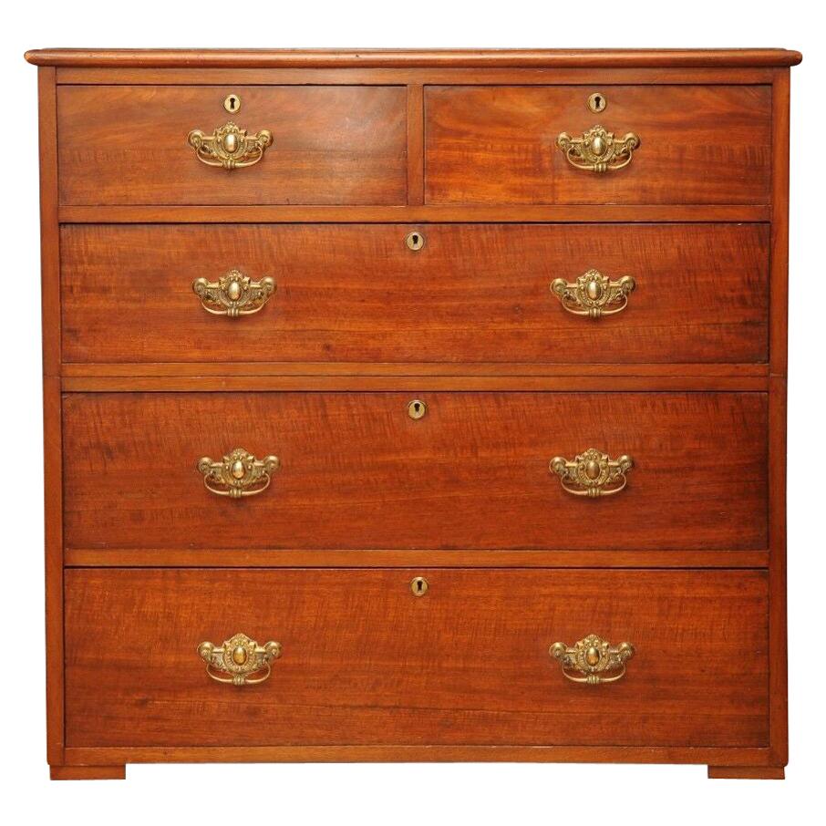 Georgian Military Campaign Teak Chest in Two Sections with Batwing Brass Handles For Sale