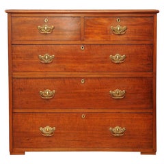 Georgian Military Campaign Teak Chest in Two Sections with Batwing Brass Handles