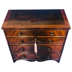 Antique Georgian Miniature Flame Mahogany Chest of Drawers