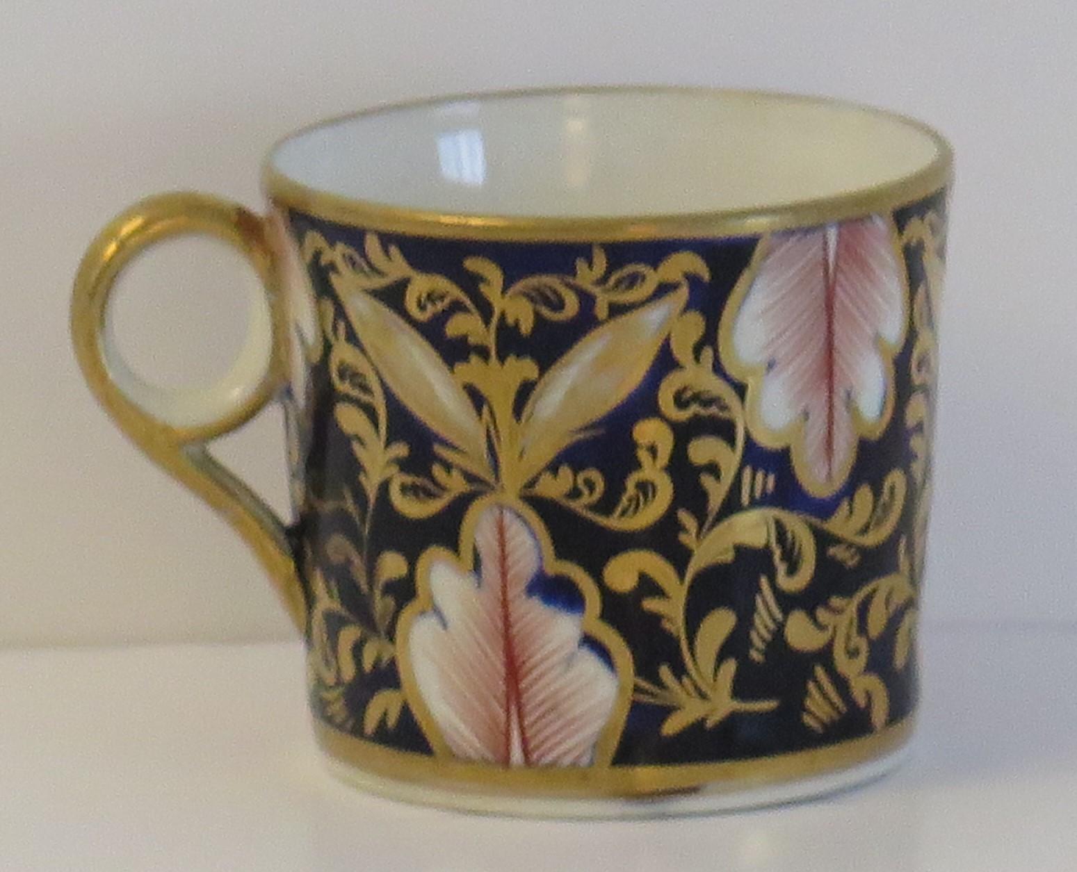 Peint à la main Canne à café géorgienne Minton peinte à la main à motif 641, vers 1805 en vente