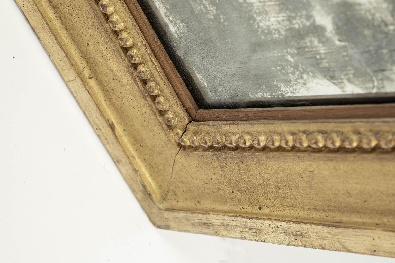 Late 18th Century Georgian Mirror with Beaded Giltwood Frame For Sale
