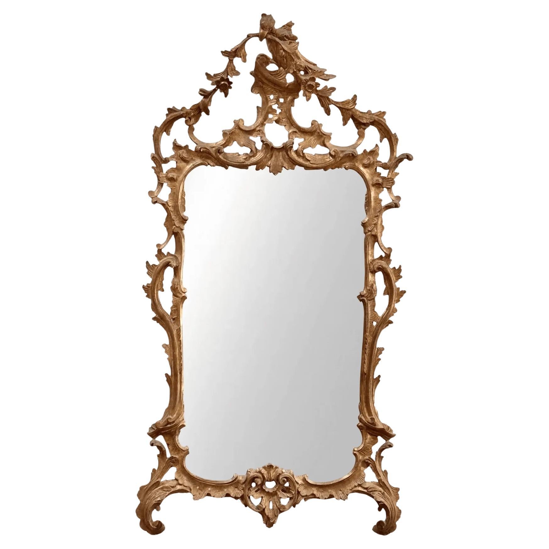 Carved, Gilded Georgian Mirror with Phoenix crest, c. 1750