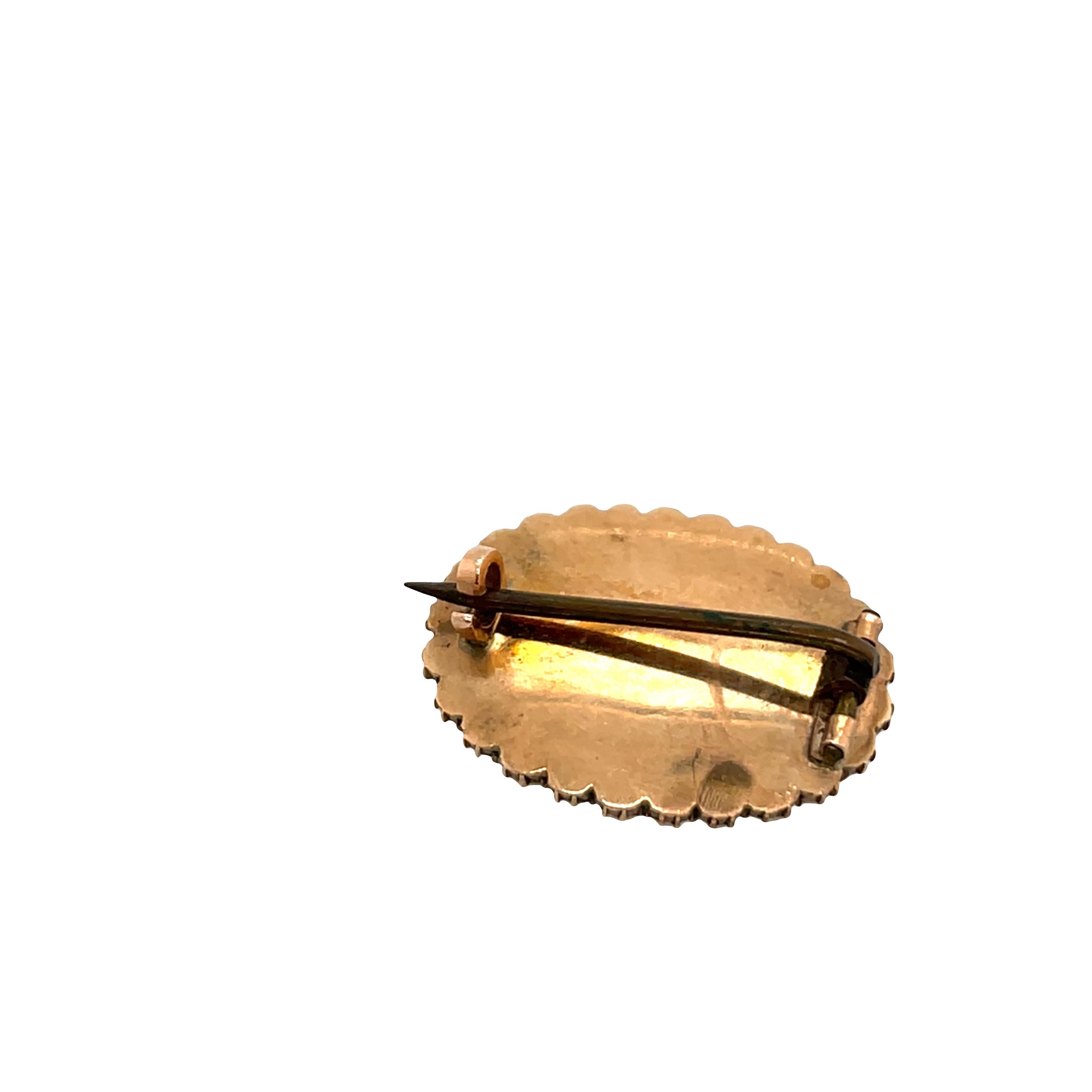 Broche Georgiano de Luto con Oro y Perlas de Siembra Corte redondo en venta