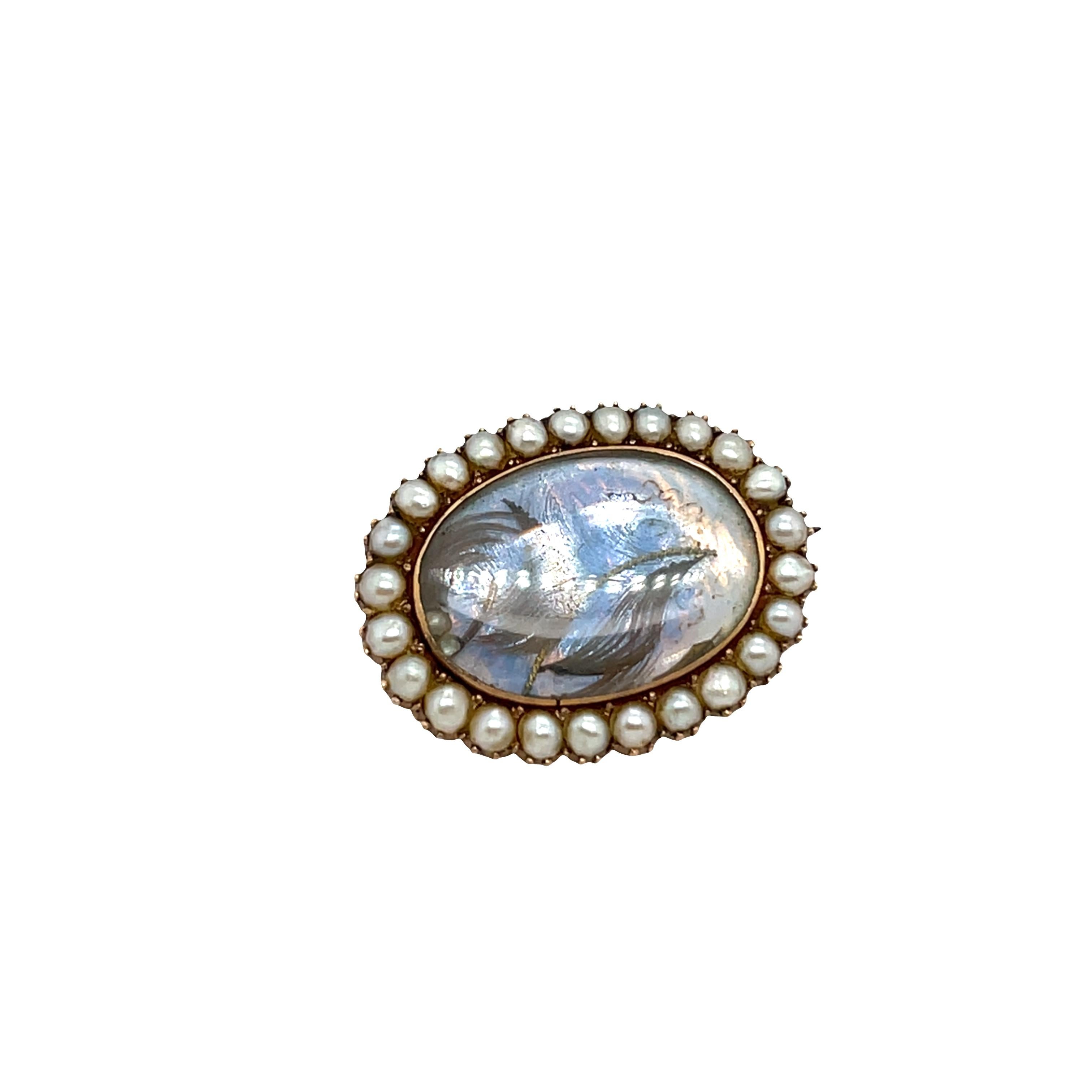 Broche Georgiano de Luto con Oro y Perlas de Siembra en Excelente estado para la venta en London, GB