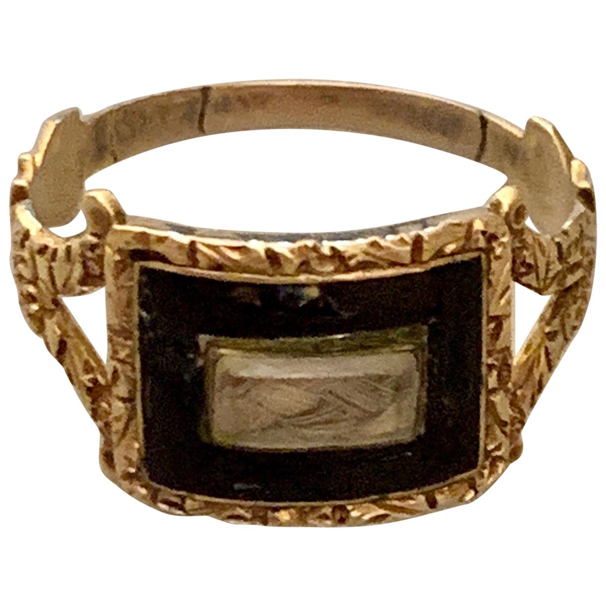 Georgian Memorial Mourning Ring; Seed Pearls, Black Enamel, 14 Karat Rose Gold 