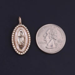 Ciondolo georgiano in miniatura a forma di lutto in seppia e oro 11k
