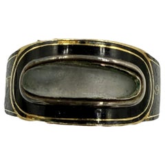Anello da lutto georgiano in oro 18k con smalto, CIRCA 1814