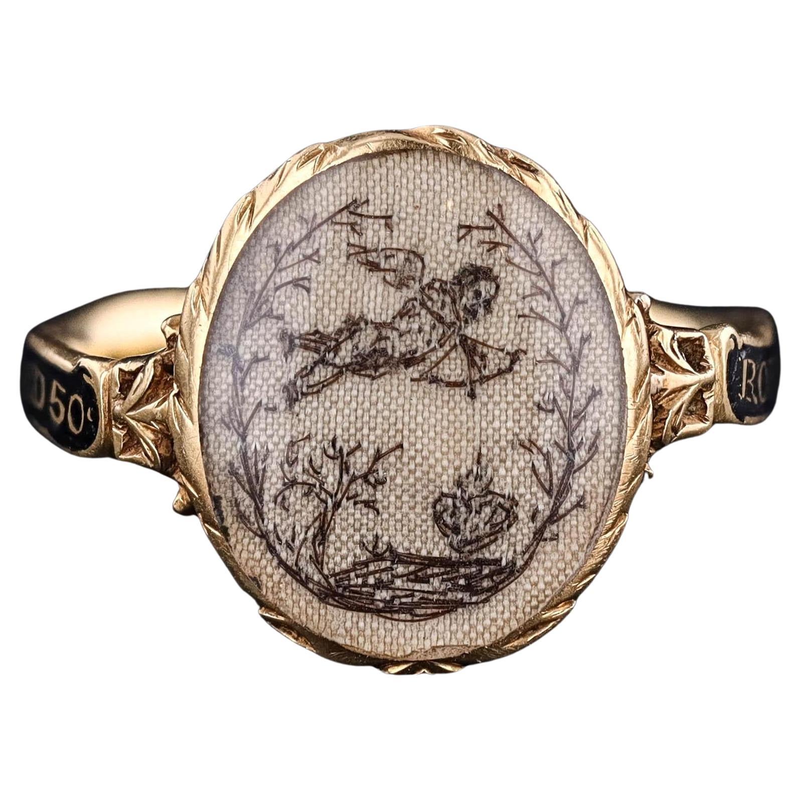 Georgian Mourning Ring of 18k Gold For Sale