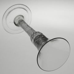 Georgian Multi Spiral Air Twist Wine Glass with Folded Foot, circa 1745