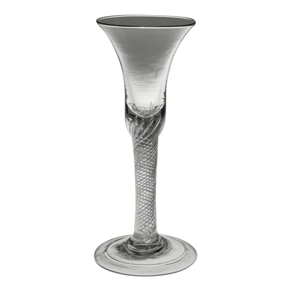 Georgianisches mehr Spiral Air Twist-Weinglas mit gefaltetem Fuß, um 1745 im Angebot