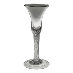 Georgian Multi Spiral Air Twist Wine Glass with Folded Foot, circa 1745