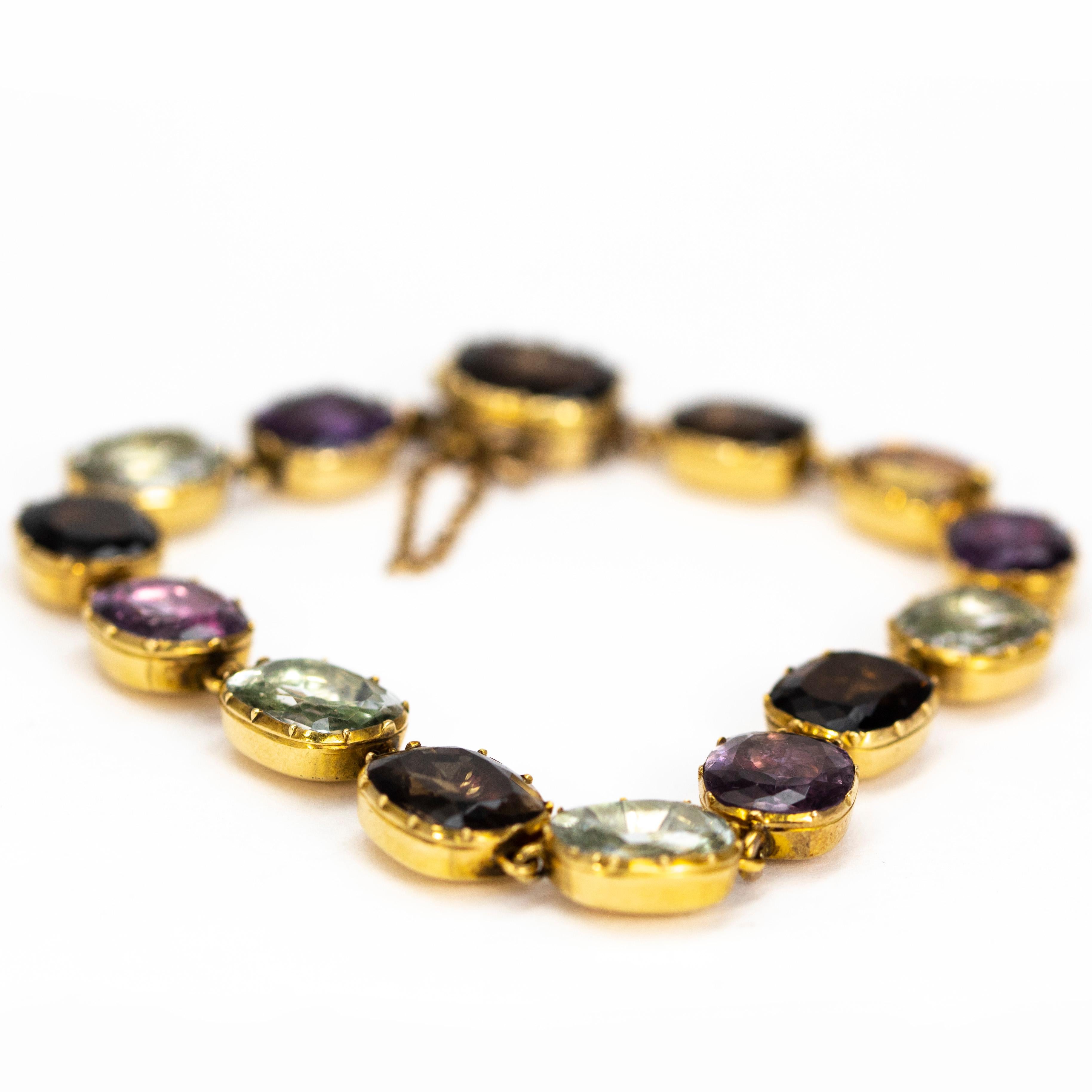 Georgian Multi-Stone 15 Carat Gold Bracelet In Good Condition In Chipping Campden, GB