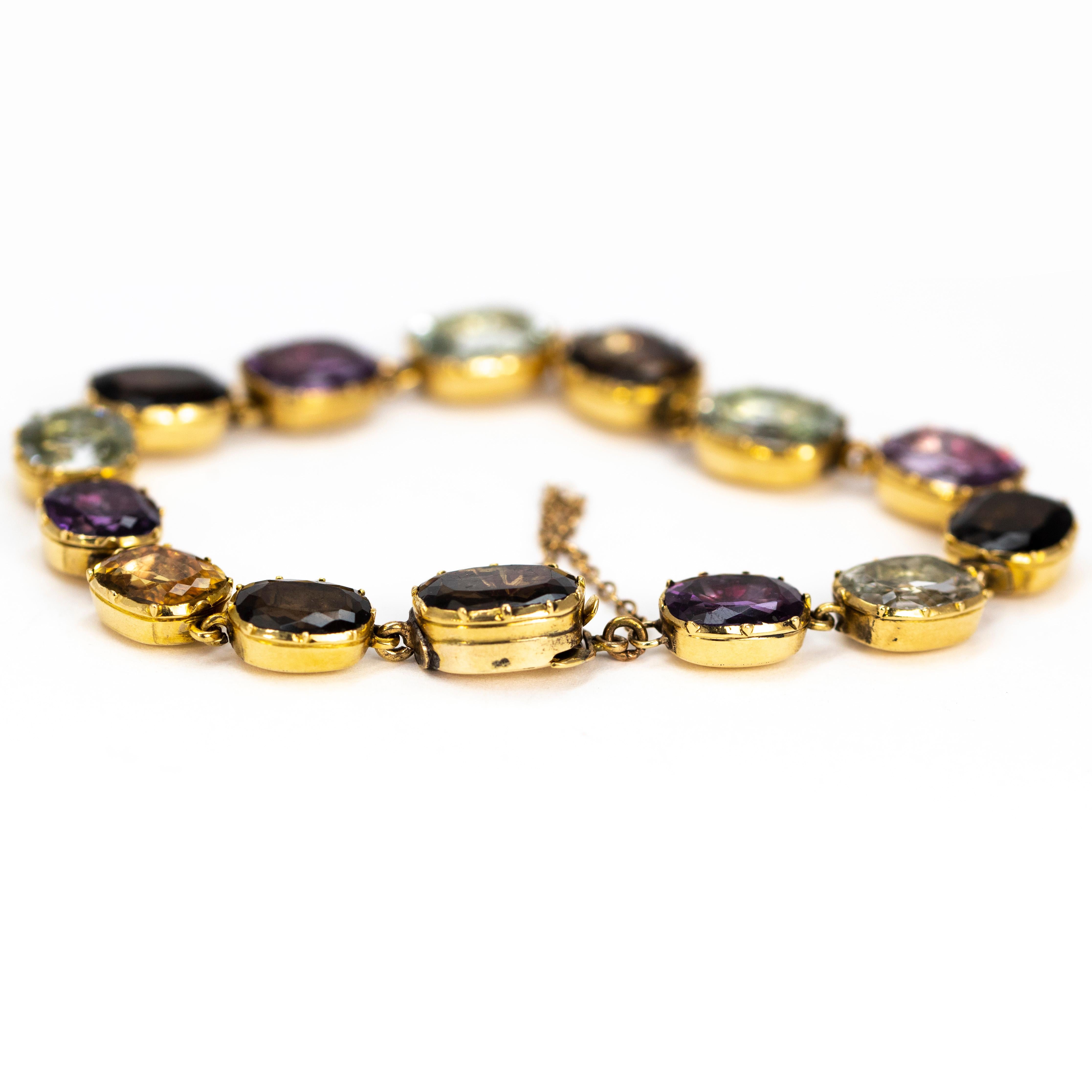 Women's or Men's Georgian Multi-Stone 15 Carat Gold Bracelet