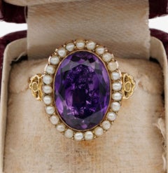Georgian Natural Amethyst Natural Pearl Rare Ring