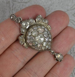 Georgian Natural Rose Cut 4.00ct Diamond and Silver Pendant