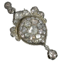 Georgian Natural Rose Cut 4.00ct Diamond and Silver Pendant