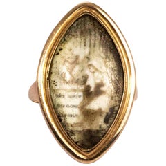 Georgian Navette Sepia Mourning Ring