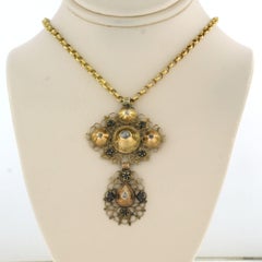 Georgian necklace and pendant with rose cut diamonds 18k gold