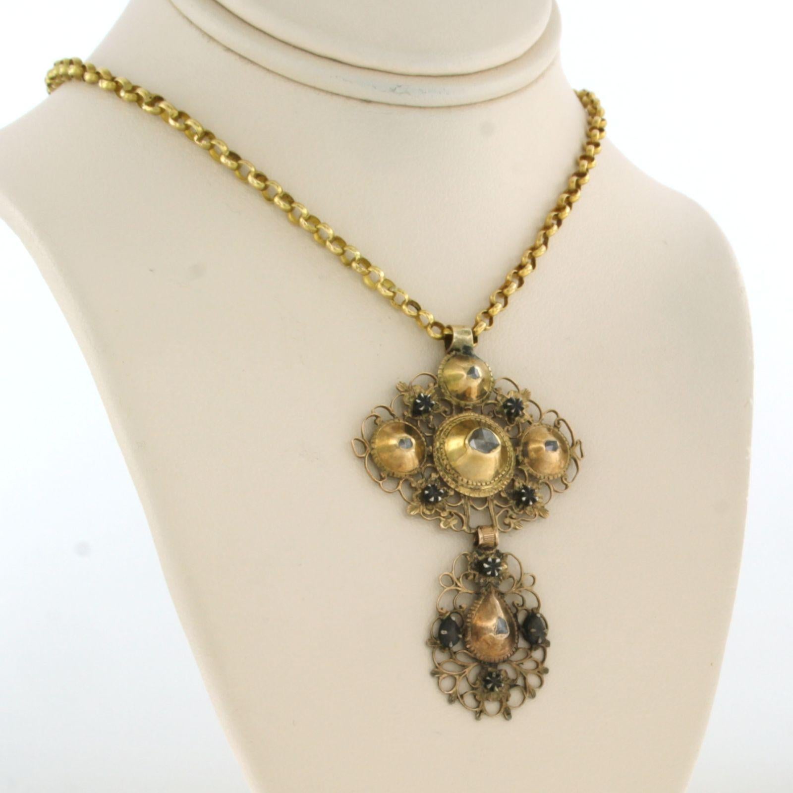 Femenino o masculino Collar georgiano con diamantes talla rosa Oro amarillo de 18 quilates 9,0 gramos en venta